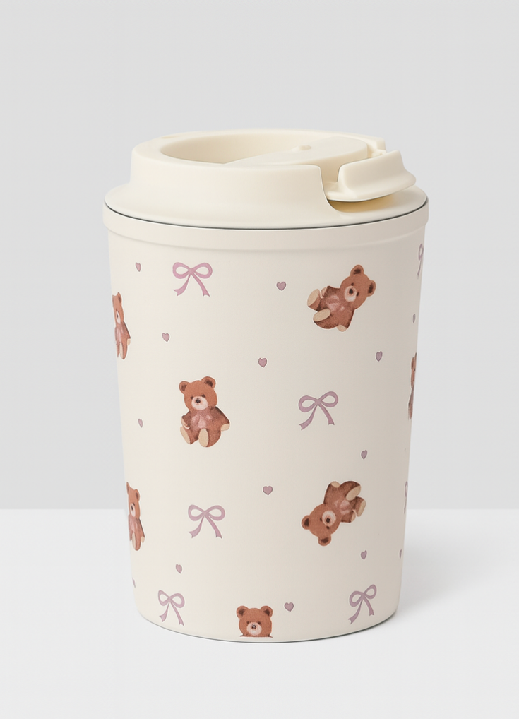 Teddy Bear And Pink Bow Cup