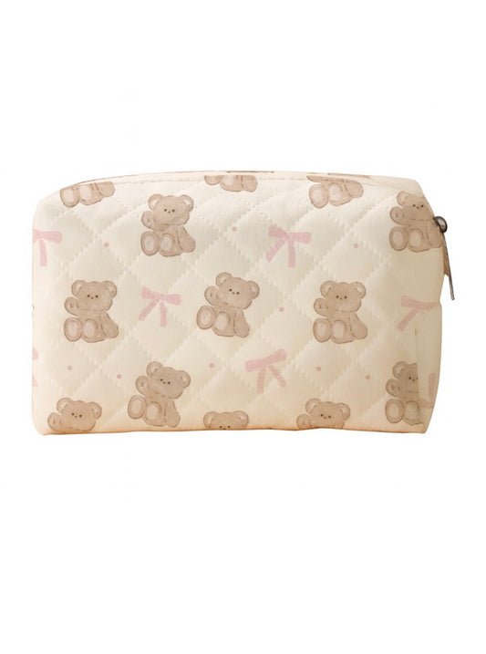Teddy bow cosmetic bag